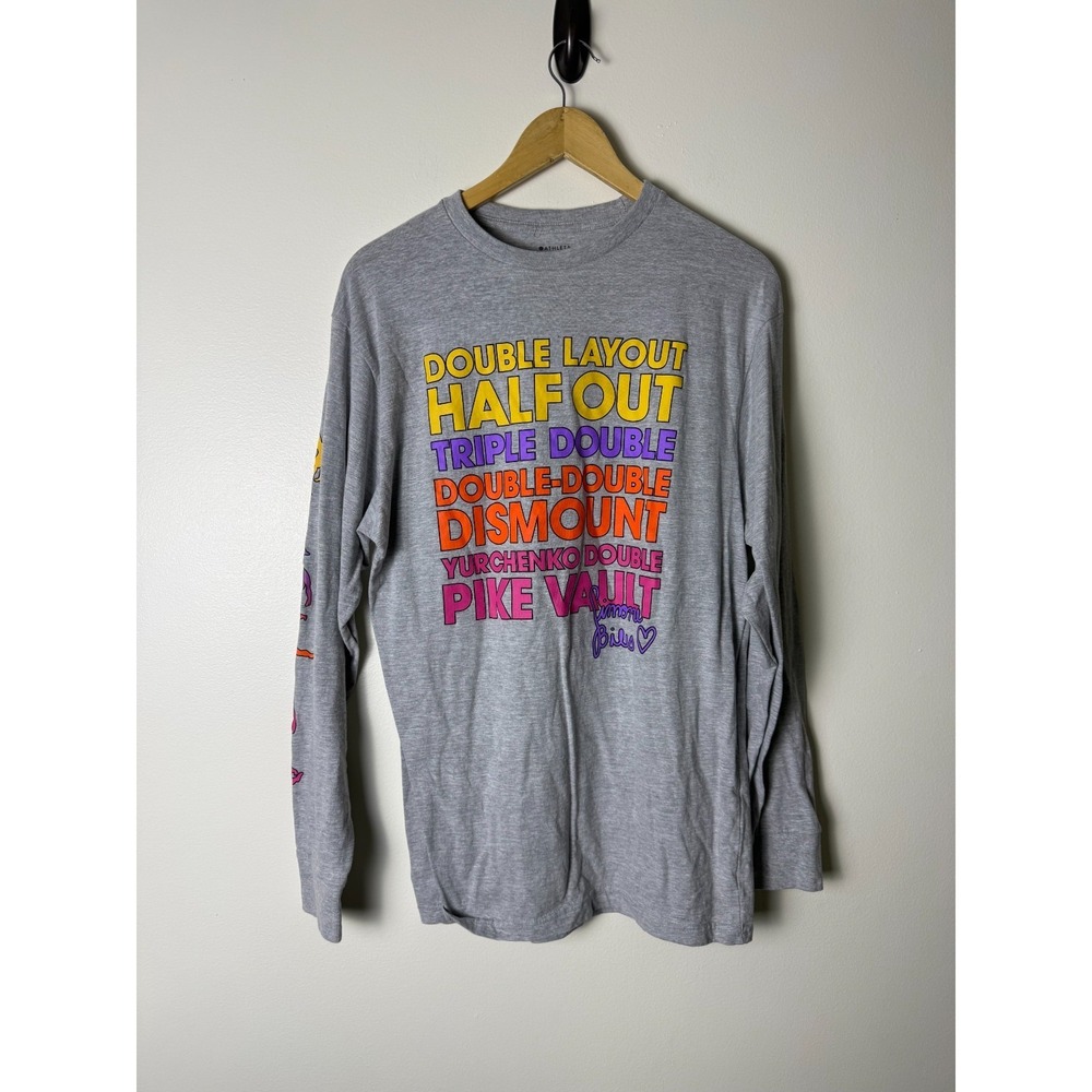 Athleta Gold Over America Tour Women's M T-Shirt Gray Long Sleeve